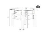 Set of 2, Modern Tempered Glass Tea Table Coffee Table End Table, Square Table for Living Room, 28812852