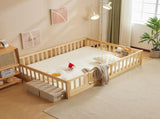 Original wood color painted pine fence bed with door and deck board full children's wooden bed 67853581