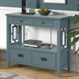 36'' Farmhouse Pine Wood Console Table Entry Sofa Table with 4 Drawers & 1 Storage Shelf for W120246660