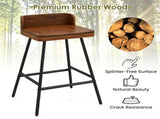 Set of 2 Walnut Wooden Counter Stool with Footrest & Adjustable Anti-Slip Feet, Industrial Modern 54552474
