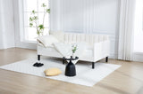 ZNTS Elena Twin Size Beige Velvet Upholstered Daybed, Ribbed Tufted Backrest, Daybed in Lavish Modern B083P152010