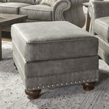Leinster Faux Leather Upholstered Nailhead Ottoman T2574P196951