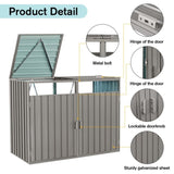 Garbage Bin Shed Stores 2 Trash Cans Metal Outdoor Bin Shed for Garbage Storage,Stainless Galvanized W540133888