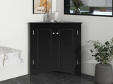 Black Triangle Bathroom Storage Cabinet with Adjustable Shelves, Freestanding Floor Cabinet for Home 62126568