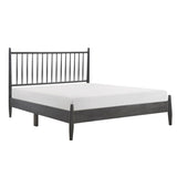 Mid-Century Modern Design Full Platform Bed 1pc Gray Finish Wooden Bedroom Furniture Vertical Slats B011P211339
