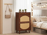 Rattan shoe cabinet with 1 drawer and 2 flip-top drawers, made of particleboard, 54*24*110cm, brown 69844102