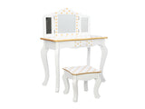 Three Fold Mirror Single Drawing Curved Foot Children Dressing Table Yellow Dots 13820391