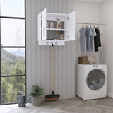 Kymo Wall Storage Cabinet, 2 Doors, Broom Hangers -White B07092125