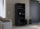 Pisek Bar Cabinet 5-Tier, Wine Cabinet, Liquor Cabinet, 12 Bottle Cubbies, 5 Shelves, Black B097P199747