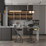 Bar Stools Upholstered Counter Height Barstools for Kitchen Island Set of 2 Modern PU Leather Dining W1757P167845