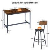 Pub High Dining Table 7 Piece Set, Industrial Style Pub Table, 6 PU Leather Bar Chairs for Kitchen W1668P193691