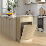 10-Gallon Woodgrain Tilt-Out Trash Can Cabinet with Wave-Textured Drawer & Pull-Out Bin 42935514