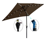 10 x 6.5t Rectangular Patio Umbrella Solar LED Lighted Outdoor Market Table Waterproof Umbrellas W65627944