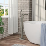 Freestanding Bathtub Faucet Waterfall Tub Filler Brushed Nickel Floor Mount Brass Bathroom Faucets W1243P316370