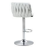360&deg Fabric cover Swivel Bar Stools Set of 2, Adjustable Counter Height Bar Chairs with Woven Back & W2215P184992
