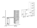 Writing Desk With Bookcase and Cabinet, White B097120594