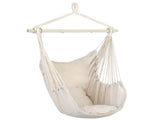 Distinctive Cotton Canvas Hanging Rope Chair with Pillows Beige 58301688
