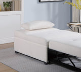 Contemporary White Color Sleeper Sofa Chair Pillow Plush Tufted Seat 1pc Convertible Sofa Sherpa B011P200214
