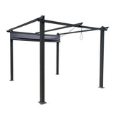 ZNTS 10x10 Ft Outdoor Patio Retractable Pergola With Canopy Sunshelter Pergola for W41940784