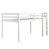 Elevated Cross Bracing Straight Ladder Twin Pine Wooden Bed White 49261436