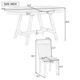 5-Piece Wood Dining Table Round Extendable Dining Table with 4 Dining Chairs, Dining Room Table 52113477