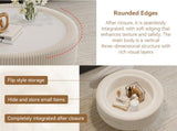 31.5" Fluted Round Storage Table - Tempered Glass Top & Premium Leather Wrapped, Modern White W3158P450848