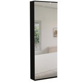 Leto Wall Mounted Shoe Rack With Mirror, Single Door, Capacity For Ten Shoes -Black B20091927