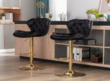 Set of 2 Bar Stools,with Chrome Footrest and Base Swivel Height Adjustable Mechanical Lifting Velvet W124946147