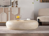MgO Mid-Century Round Centre Table Vintage Faux Stone Sofa Pre-Modern Tables Beige W3081P344038