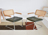 Dining Chairs Set of 2, Faux Leather Rattan Side Accent Chairs with Chrome Legs, Modern Mid Century W2105P540789