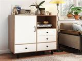 Mid-Century Modern 4-Drawer Sideboard Buffet Cabinet with Storage - Natural 06985474