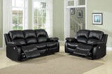 Comfortable Double Reclining Sofa 1pc Black Bonded Leather Match Solid Wood Plywood Frame Living B01166426