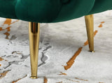 Sira Velvet Button Tufted Bench with Gold Metal Legs, Green T2574P164598