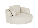 Compressible Corduroy Round Chair with Cushioned Backrest - Modern Comfort Seating for Living W2339P323625