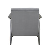 Casual Transitional Accent Chair 1pc Gray Velvet Upholstery Solid Wood Frame Living Room Furniture B011P264608