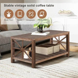 ZNTS 47 Inch Modern Coffee Table with Storage Shelf, Farmhouse Rectangle Living Room Center Table for W1445P162747