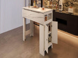U_Style-CA 3-in-1 Sideboard with Foldable Tabletop, Marble Grain Top, 2-Door Storage Cabinet, N711P427079K