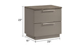 Elara Nightstand Two-Tone High-Gloss Marble & Lacquer Finish with Red Velvet-Lined Drawers and G150108692