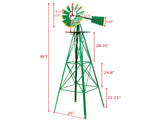 8FT Weather Resistant Yard Garden Windmill Green 92608943