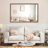 60"x40" Oversized Modern Rectangle Bathroom Mirror with walnut Frame Decorative Large Wall Mirrors W708P297661