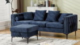L Shaped Sectional Sofa , Convertible Storage Ottoman,Chenille ,Square W2108P191312