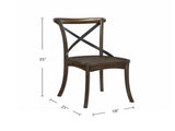Set of 2 "X" Metal Back Side Chairs, Dark Oak and Black B016P314477