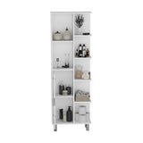 Crovie Linen 63-inch High Bathroom Cabinet Linen Storage Cabinet with Seven Open Shelves B200P173184