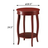 Red Round Side Table with Bottom Shelf B062P181366