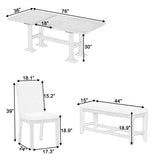 Farmhouse 76inch 6-Piece Extendable Dining Table Set Trestle Kitchen Table Set with 18inch Removable 31570954