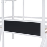 ZNTS Twin Size Loft Bed with Ladder and Slide, House Bed with Blackboard and Light Strip on the Roof, 96498057