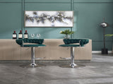 Set of 2 Bar Stools,with Chrome Footrest and Base Swivel Height Adjustable Mechanical Lifting Velvet 59075110