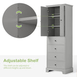 ZNTS Storage Cabinet with 2 Doors and 4 Drawers for Bathroom, Office, Adjustable Shelf, MDF Board with 06458842