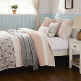 6 Piece Cotton Percale Quilt Set with Throw Pillows Blush King/Cal King B035129024