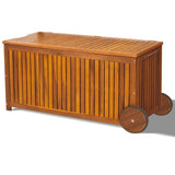 57 Gallon Outdoor Wood Storage Container with 2 Wheels, 2 in 1 Mutifunctional Garden Storage Bench 33551199